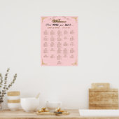 Blush Pink Champagne Gold Wedding Seating Chart ポスター (キッチン)