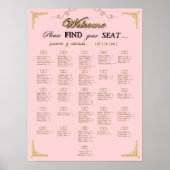 Blush Pink Champagne Gold Wedding Seating Chart ポスター (正面)