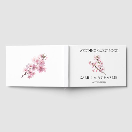 Blush Pink Cherry Blossom Elegant Floral Wedding  ゲストブック (全面)