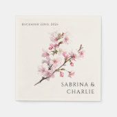 Blush Pink Cherry Blossom Elegant Floral Wedding スタンダードカクテルナプキン (正面)