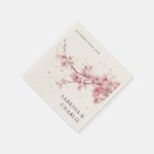 Blush Pink Cherry Blossom Elegant Floral Wedding スタンダードカクテルナプキン (角)