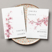 Blush Pink Cherry Blossom Flower Japanese Wedding  招待状