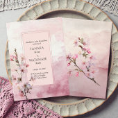 Blush Pink Cherry Blossom Flower Japanese Wedding 招待状