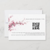 Blush Pink Cherry Blossom QR Code Wedding 出欠カード (裏面)