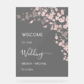 Blush Pink Cherry Blossom Wedding アクリルサイン (正面)