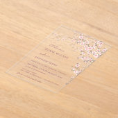 Blush Pink Cherry Blossom Wedding アクリル招待状 (レイダウン)