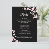 Blush Pink Cherry Blossoms Black Wedding Details エンクロージャーカード (スタンド正面)