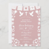 Blush Pink Cielito Lindo Bautizo y Primer Anito 招待状 (正面)