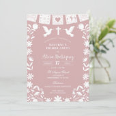 Blush Pink Cielito Lindo Bautizo y Primer Anito 招待状 (スタンド正面)