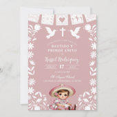 Blush Pink Cielito Lindo Bautizo y Primer Anito 招待状 (正面)