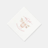 Blush Pink Clothesline Girl Baby Shower Paper スタンダードカクテルナプキン (角)