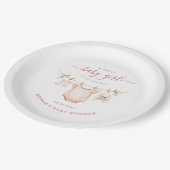 Blush Pink Clothesline Girl Baby Shower Party ペーパープレート (アングル)