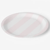 Blush Pink Coastal Cabana Stripes Birthday ペーパープレート (アングル)