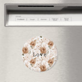 Blush Pink Cocoa Brown Flowers マグネット (インサイチュ (食洗機))