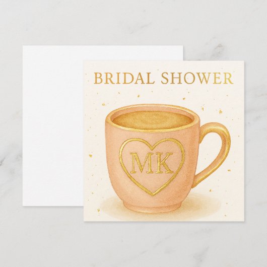 Blush pink coffee cup 招待状 (正面/裏面)