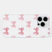 Blush Pink Coquette Bow Pattern Elegant Phone Case iPhoneケース (裏面横)