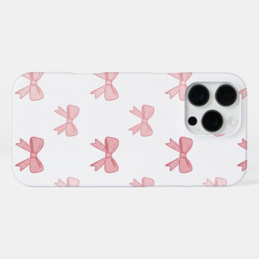 Blush Pink Coquette Bow Pattern Elegant Phone Case iPhoneケース (裏面横)
