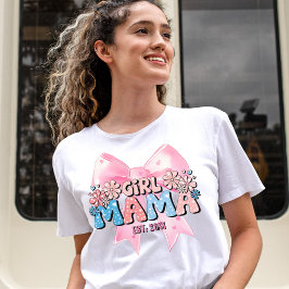 Blush Pink Coquette Bow Watercolor Floral Girl Mom Tシャツ