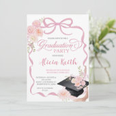 Blush Pink Coquette Graduation Party invitation 招待状 (スタンド正面)