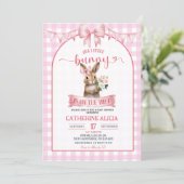 Blush Pink Coquette Little Bunny Baby Shower 招待状 (スタンド正面)