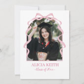 Blush Pink Coquette stethoscope She eaRNed it grad 招待状 (裏面)