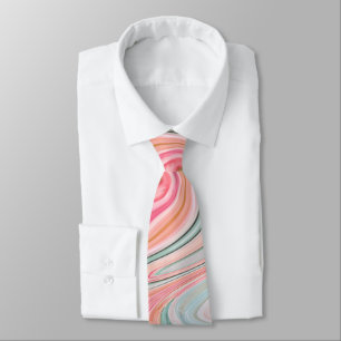 blush pink coral mint green marble swirls rainbow ネクタイ