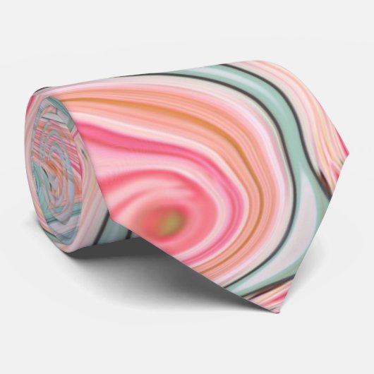 blush pink coral mint green marble swirls rainbow ネクタイ (ロール)