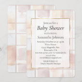 Blush Pink Cream Abstract Squares Baby Shower 招待状 (正面/裏面)