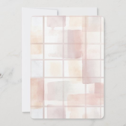 Blush Pink Cream Abstract Squares Baby Shower 招待状 (裏面)