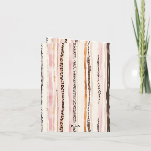 Blush Pink Cream Brown Leopard Animal Thank You カード (裏面)