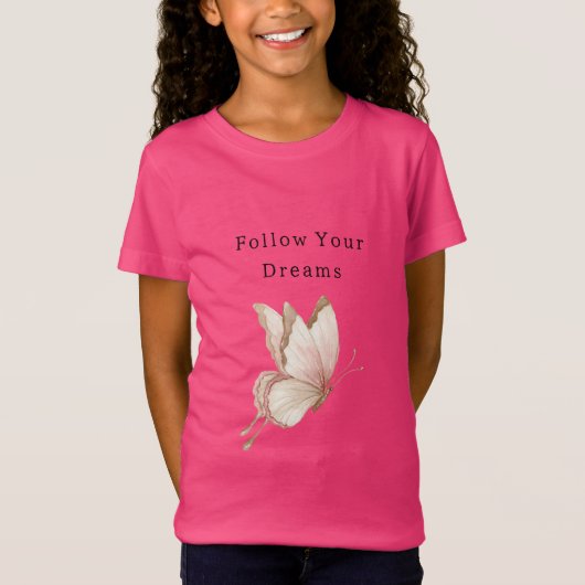 Blush Pink Cream Butterfly Dreams Tシャツ (正面)