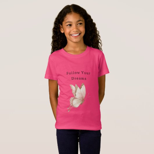 Blush Pink Cream Butterfly Dreams Tシャツ (正面フル)