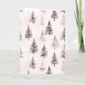Blush Pink Cream Deer Scarf Christmas Trees カード (裏面)