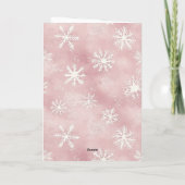 Blush Pink Cream Deer Scarf Snowflakes Christmas カード (裏面)