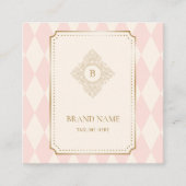 Blush Pink Cream Diamond Gold Frame Monogram スクエア名刺 (正面)
