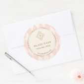 Blush Pink Cream Diamond Gold Frame Monogram  ラウンドシール (封筒)