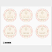 Blush Pink Cream Diamond Gold Frame Monogram  ラウンドシール (シート)