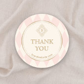 Blush Pink Cream Diamond Gold Frame Monogram  ラウンドシール