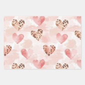 Blush Pink Cream Leopard Hearts Birthday ラッピングペーパーシート (正面3)