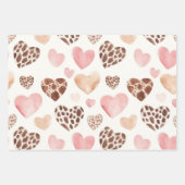 Blush Pink Cream Leopard Hearts Birthday ラッピングペーパーシート (正面2)