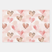 Blush Pink Cream Leopard Hearts Birthday ラッピングペーパーシート (正面)