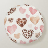 Blush Pink Cream Leopard Stripes ラウンドクッション (裏面)