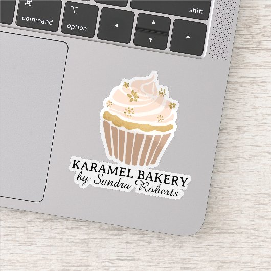 Blush Pink Cupcake Bakery Business Cut Sticker シール (詳細)