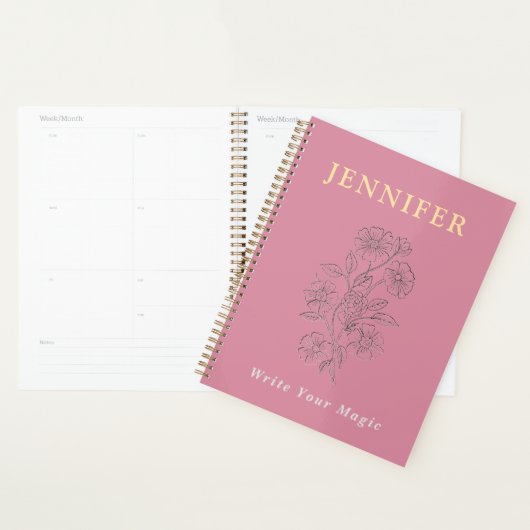 Blush Pink Custom Name Notebook – Sweet & Soft プランナー手帳 (ディスプレー)