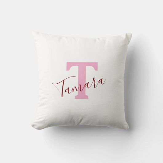 Blush Pink Custom Name Pillow – Stylish Decor クッション (正面)