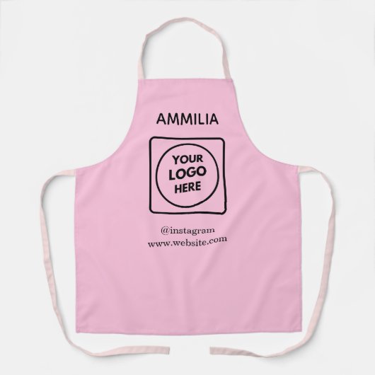 Blush Pink Custom Staff | Branded Employee Logo エプロン (正面)