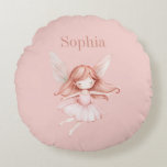 Blush Pink Cute Fairy Wings Dress ラウンドクッション<br><div class="desc">Blush Pink Cute Fairy Wings Dress</div>