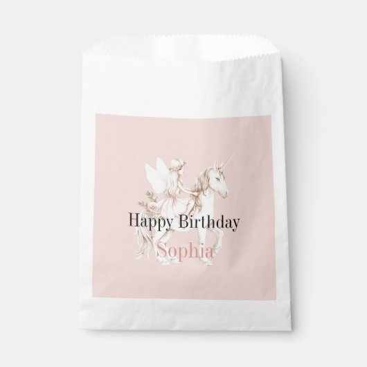 Blush Pink Cute Fairy Wings Dress Unicorn Birthday フェイバーバッグ (正面)