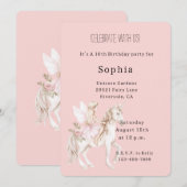 Blush Pink Cute Fairy Wings Dress Unicorn Birthday 招待状 (正面/裏面)