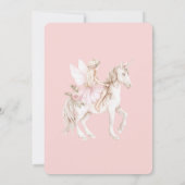 Blush Pink Cute Fairy Wings Dress Unicorn Birthday 招待状 (裏面)